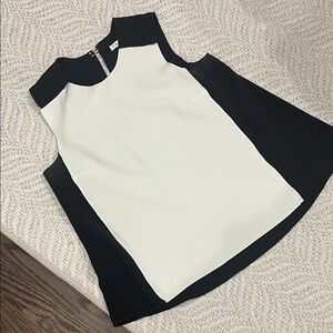 Trina Turk Black and White Colorblock Blouse